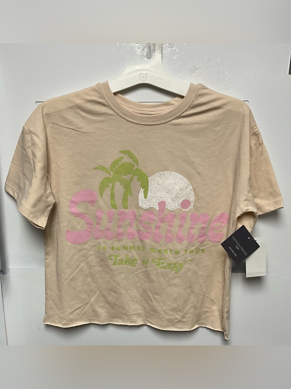 Grayson Threads Cream Tee with Pink 'Sunshine' Graphic